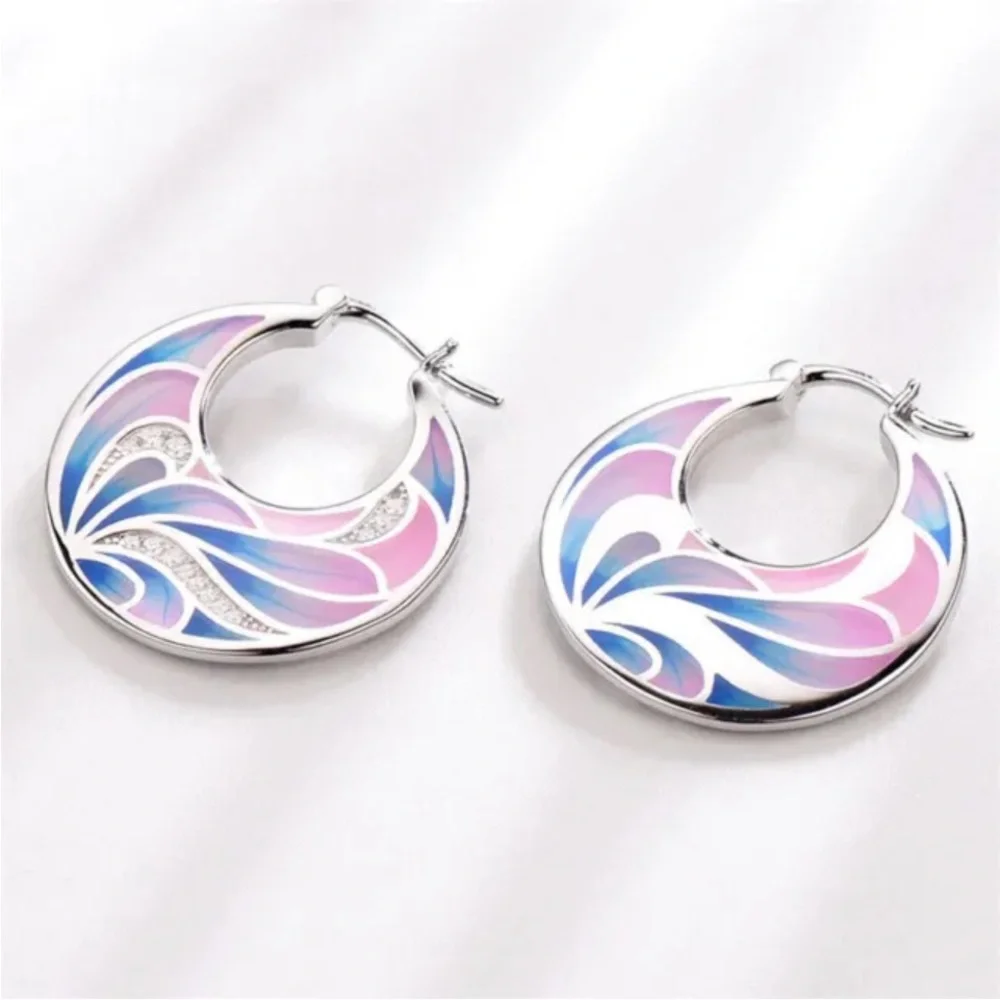 New Sterling Silver White Sapphire Hoops